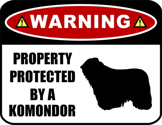 Warning Property Protected by a Komondor (SILHOUETTE) 11.5 inch x 9 inch Laminated Dog Sign