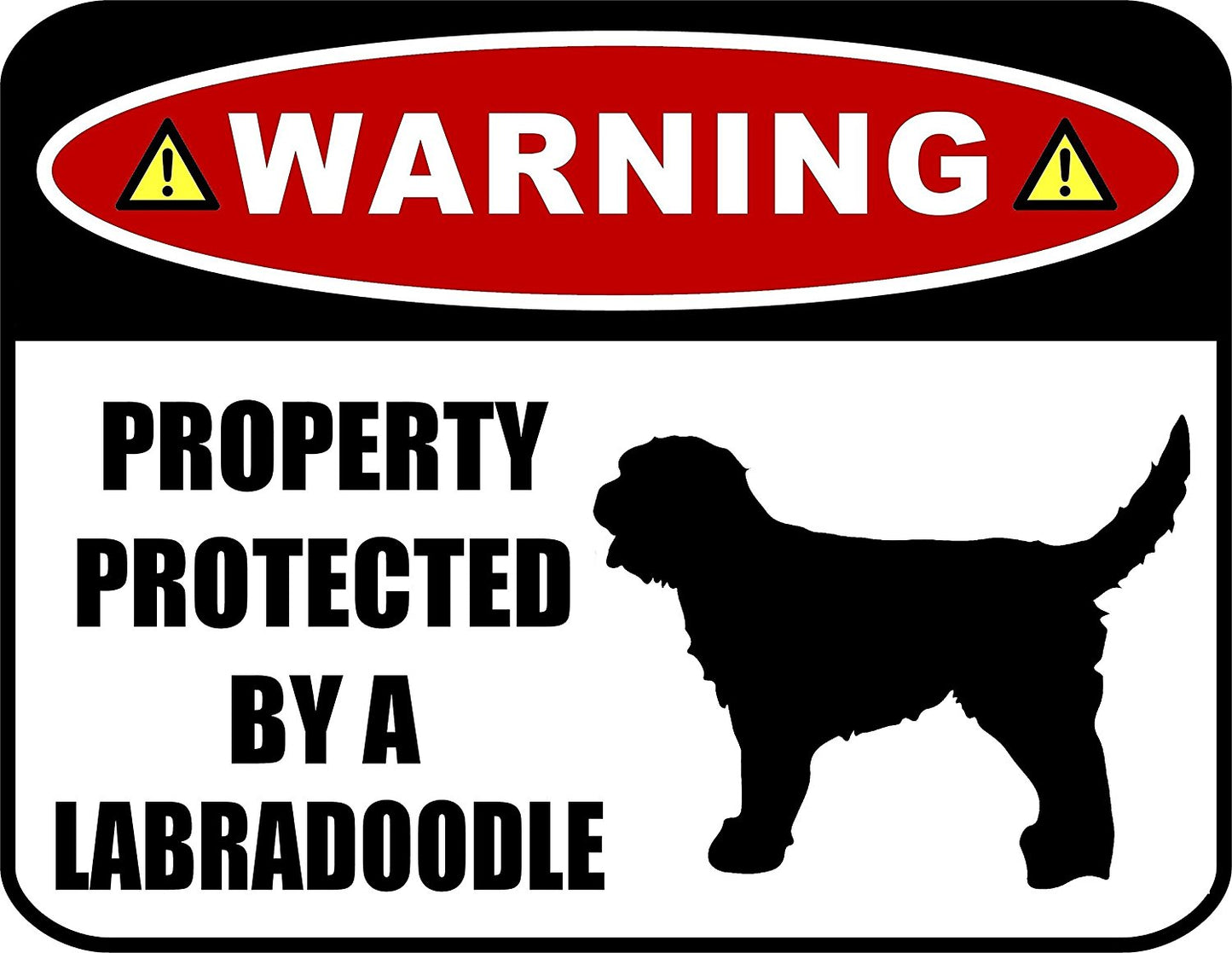 Warning Property Protected by a Labradoodle (SILHOUETTE) 11.5 inch x 9 inch Laminated Dog Sign