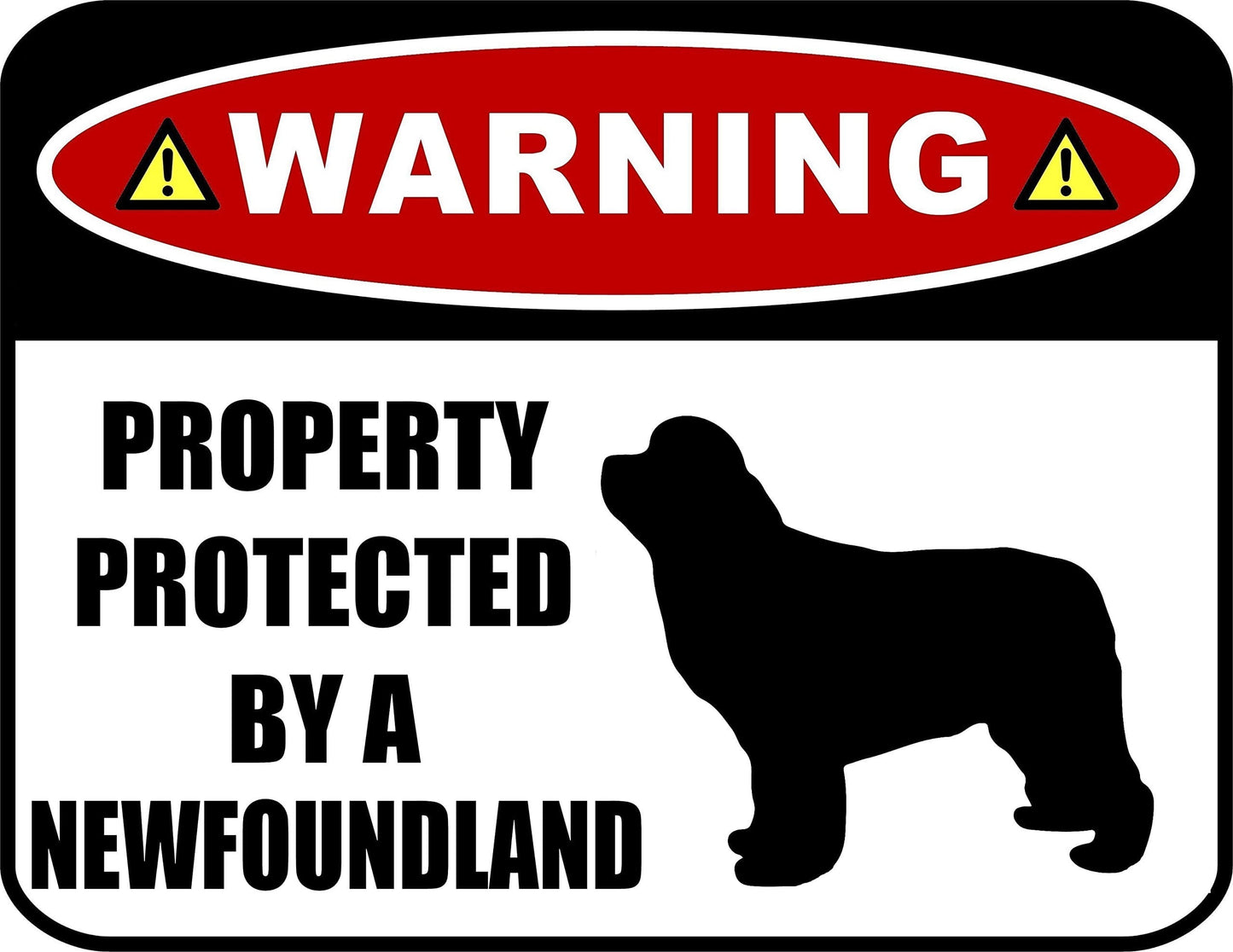 Warning Property Protected by Newfoundland Silhouette, Laminated Cardstock, 11.5 x 9 Inch