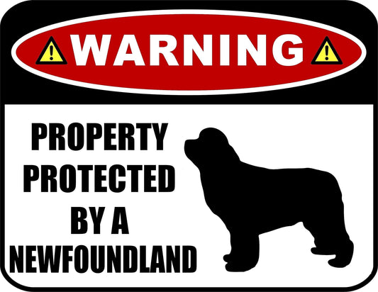 Warning Property Protected by Newfoundland Silhouette, Laminated Cardstock, 11.5 x 9 Inch