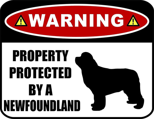 Warning Property Protected by a Newfoundland (SILHOUETTE) 11.5 inch x 9 inch Laminated Dog Sign