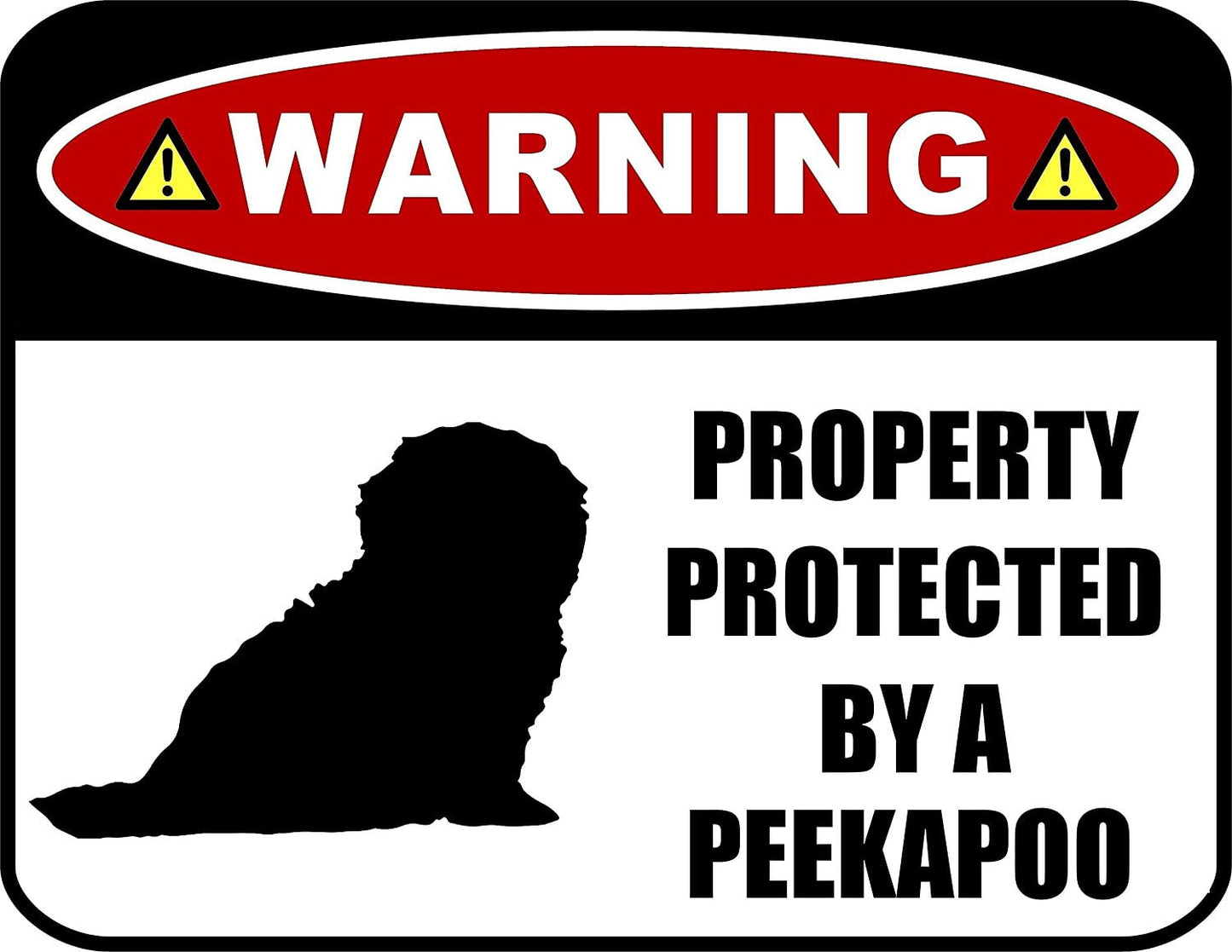 Warning Property Protected by a Peekapoo (SILHOUETTE) 11.5 inch x 9 inch Laminated Dog Sign