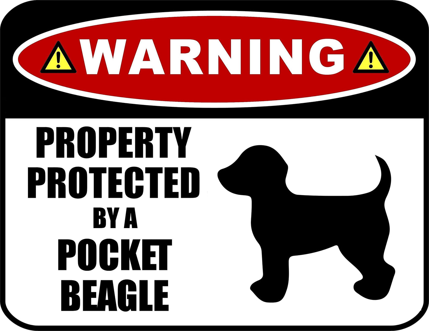 Warning Property Protected by a Pocket Beagle (SILHOUETTE) 11.5 inch x 9 inch Laminated Dog Sign