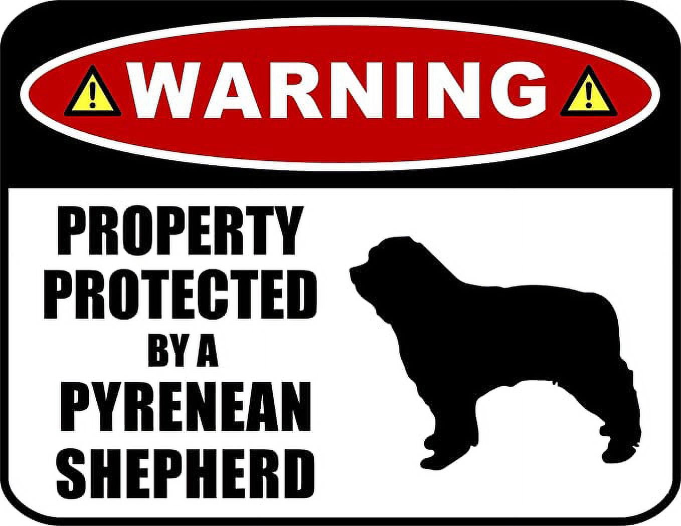 Warning Property Protected by a Pyrenean Shepherd (SILHOUETTE) 11.5 inch x 9 inch Laminated Dog Sign