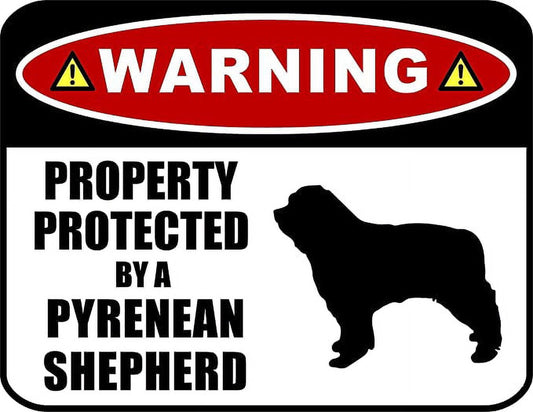 Warning Property Protected by a Pyrenean Shepherd (SILHOUETTE) 11.5 inch x 9 inch Laminated Dog Sign