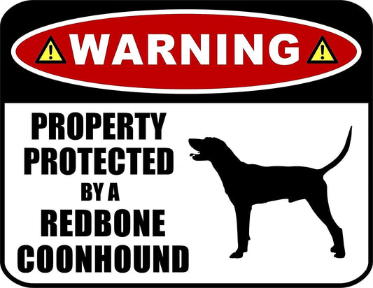Warning Property Protected by a Redbone Coonhound (SILHOUETTE) 11.5 inch x 9 inch Laminated Dog Sign