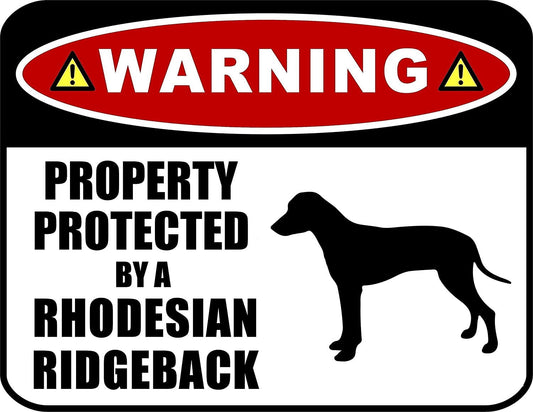 Warning Property Protected by a Rhodesian Ridgeback (SILHOUETTE) 11.5 inch x 9 inch Laminated Dog Sign