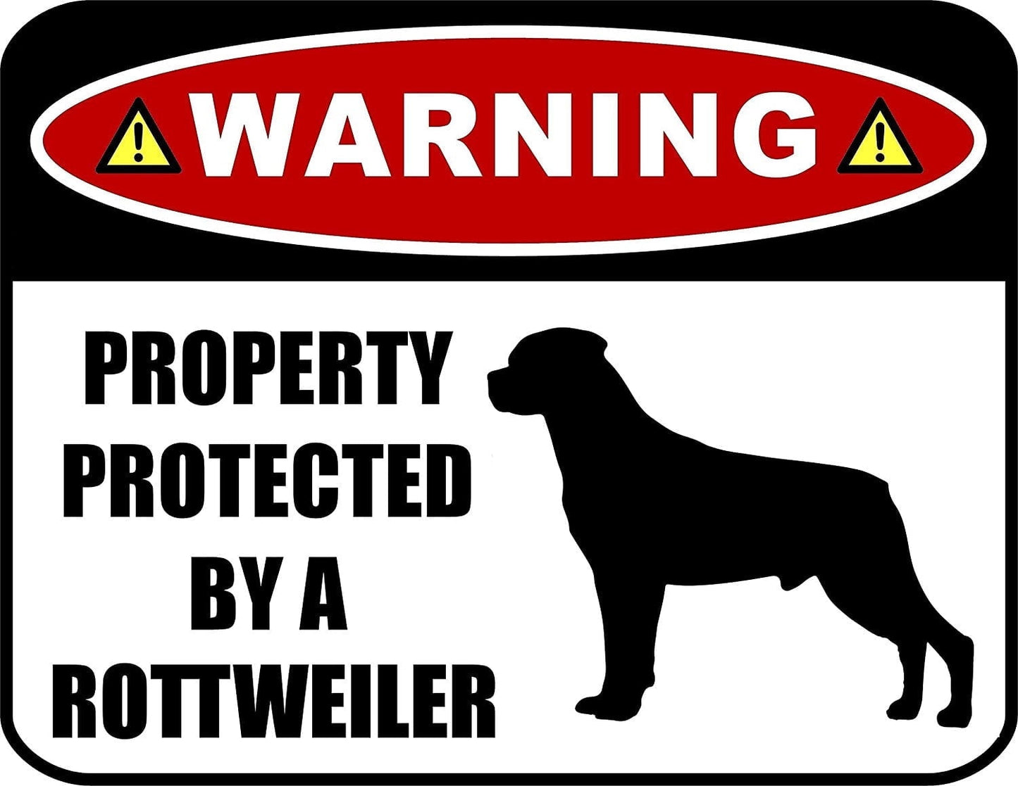 Warning Property Protected by a Rottweiler (Silhouette) 11.5W x 9H Laminated Dog Sign