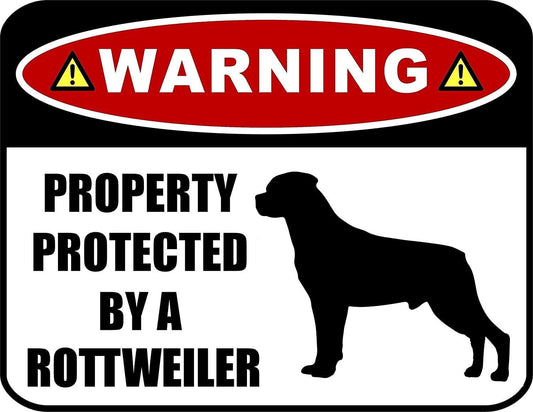 Warning Property Protected by a Rottweiler (Silhouette) 11.5W x 9H Laminated Dog Sign