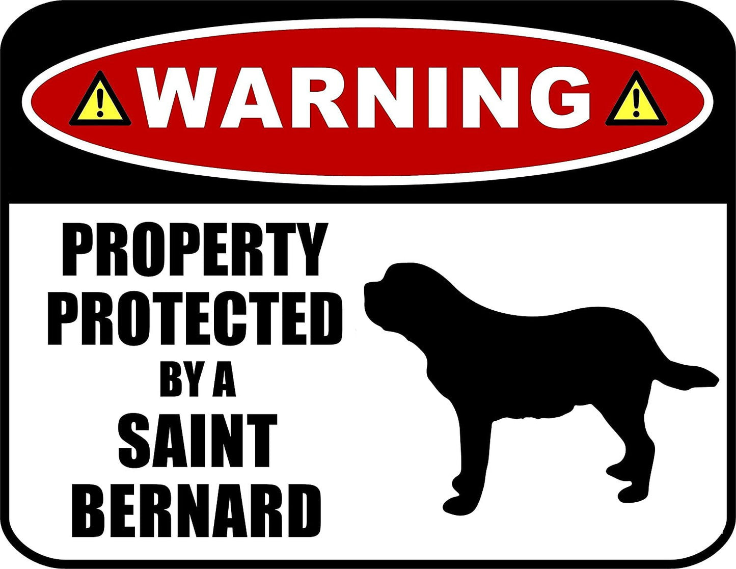Warning Property Protected by a Saint Bernard (SILHOUETTE) 11.5 inch x 9 inch Laminated Dog Sign