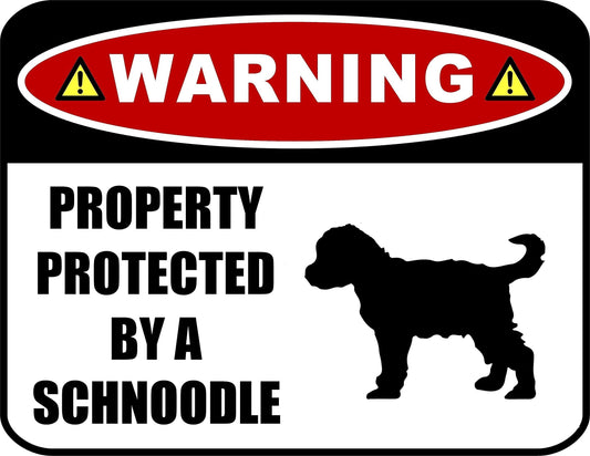 Warning Property Protected by a Schnoodle (SILHOUETTE) 11.5 inch x 9 inch Laminated Dog Sign