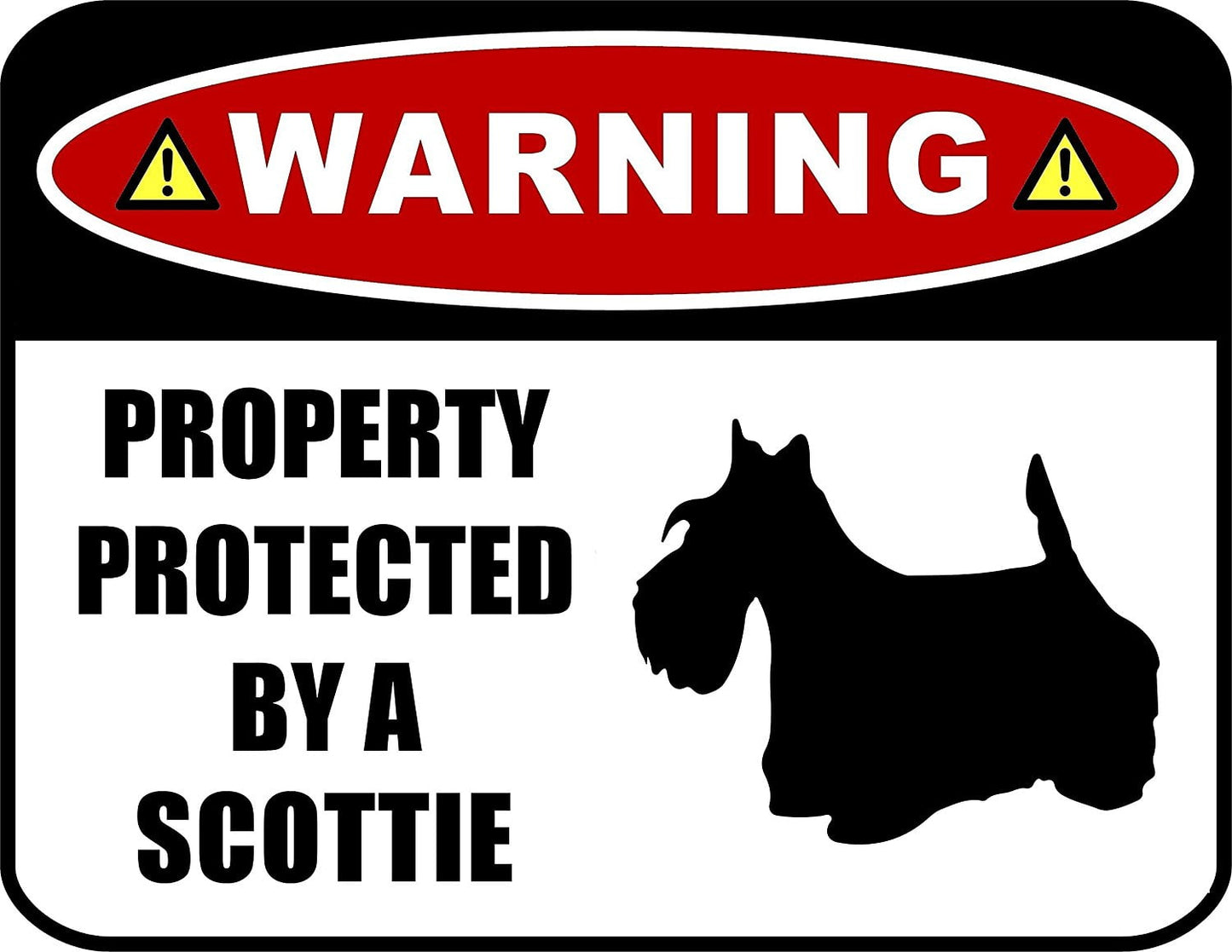 Warning Property Protected by a Scottie (SILHOUETTE) 11.5 inch x 9 inch Laminated Dog Sign