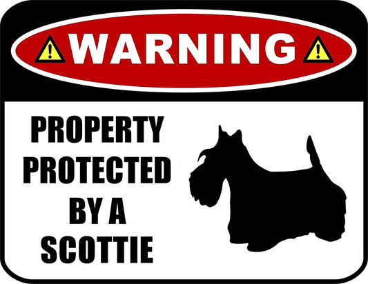 Warning Property Protected by a Scottie (SILHOUETTE) 11.5 inch x 9 inch Laminated Dog Sign