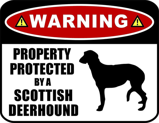 Warning Property Protected by a Scottish Deerhound (SILHOUETTE) 11.5 inch x 9 inch Laminated Dog Sign