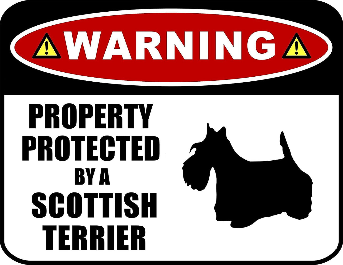 Warning Property Protected by a Scottish Terrier (SILHOUETTE) 11.5 inch x 9 inch Laminated Dog Sign