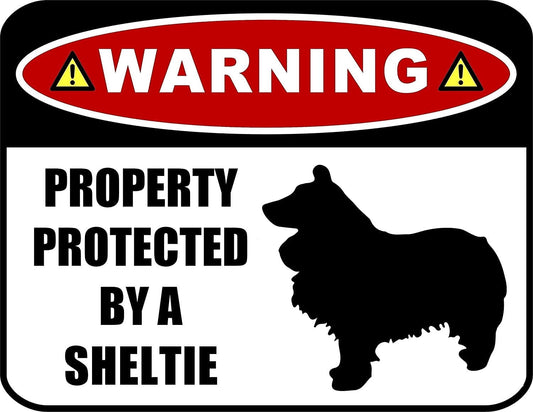 Warning Property Protected by a Sheltie (SILHOUETTE) 11.5 inch x 9 inch Laminated Dog Sign