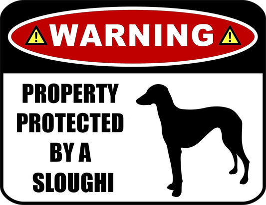 Warning Property Protected by a Sloughi (SILHOUETTE) 11.5 inch x 9 inch Laminated Dog Sign