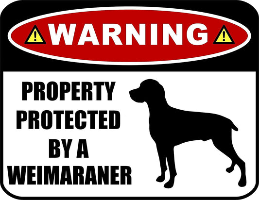 Warning Property Protected by a Weimaraner (SILHOUETTE) 11.5 inch x 9 inch Laminated Dog Sign