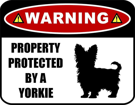 Warning Property Protected by a Yorkie (SILHOUETTE) 11.5 inch x 9 inch Laminated Dog Sign