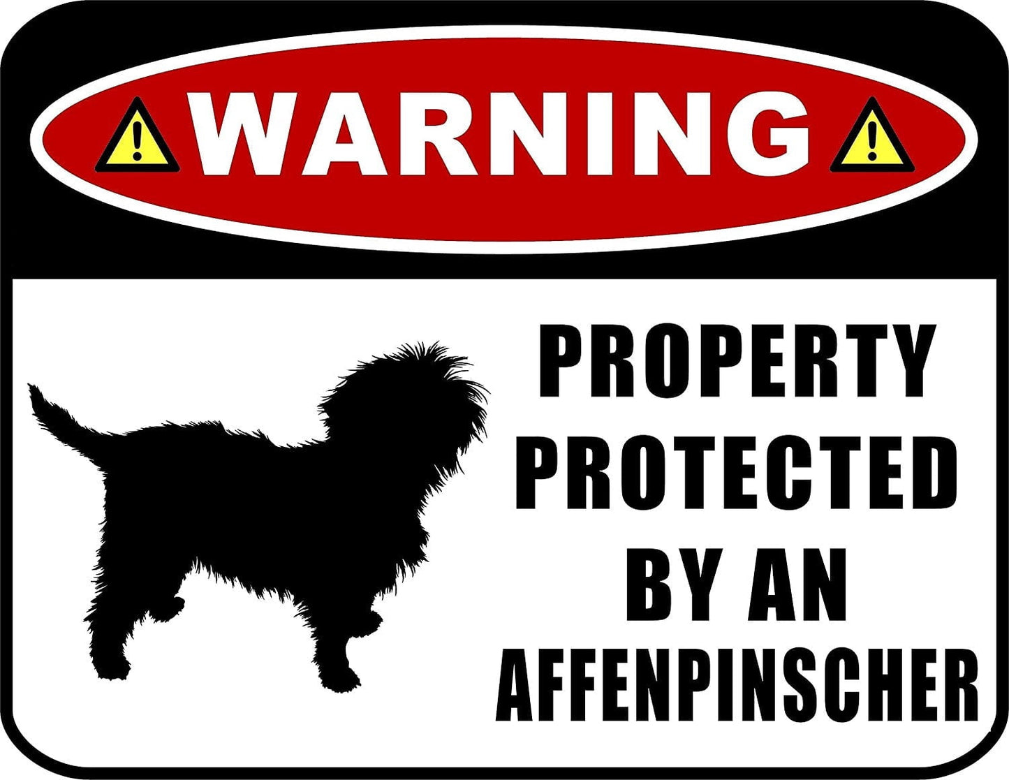 Warning Property Protected by an Affenpinscher (SILHOUETTE) 11.5 inch x 9 inch Laminated Dog Sign