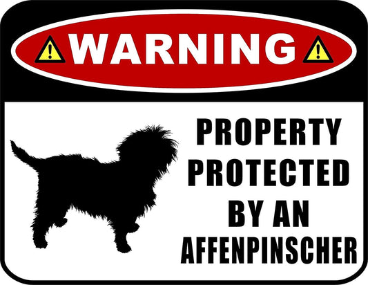 Warning Property Protected by an Affenpinscher (SILHOUETTE) 11.5 inch x 9 inch Laminated Dog Sign