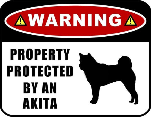 Warning Property Protected by an Akita (SILHOUETTE) 11.5 inch x 9 inch Laminated Dog Sign