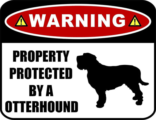 Warning Property Protected by an Otterhound (SILHOUETTE) 11.5 inch x 9 inch Laminated Dog Sign