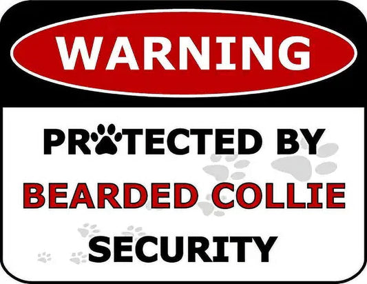 Warning Protected by Bearded Collie Security 11.5 inch by 9 inch Laminated Dog Sign