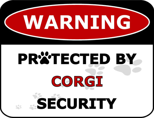 Warning Protected by Corgi Security 11.5 inch by 9 inch Laminated Dog Sign