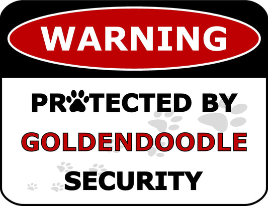 Warning Protected by Goldendoodle Security 11.5 inch by 9 inch Laminated Dog Sign