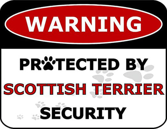 Warning Protected by Scottish Terrier Security 11.5 inch by 9 inch Laminated Dog Sign
