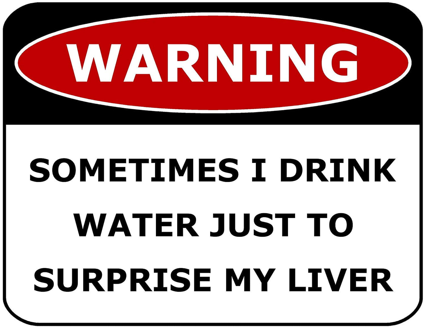 Warning Sometimes I Drink Water Just To Surprise My Liver 11.5" x 9" Laminated Funny Sign