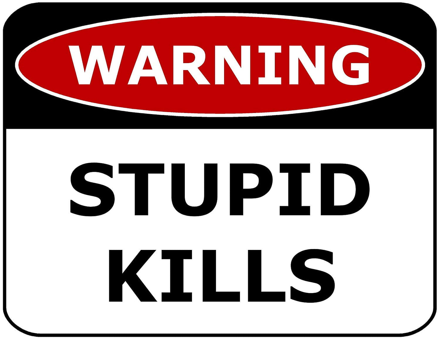 Warning Stupid Kills 11.5" x 9" Laminated Funny Sign