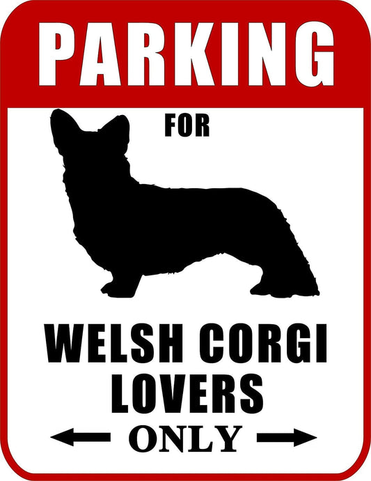 Parking Signs for Welsh Corgi Lovers Only (Red Ver.) 9W x 11.5H Laminated Dog Sign