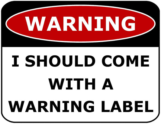 Warning I Should Come with a Warning Label 11.5 inch by 9 inch Laminated Funny Sign