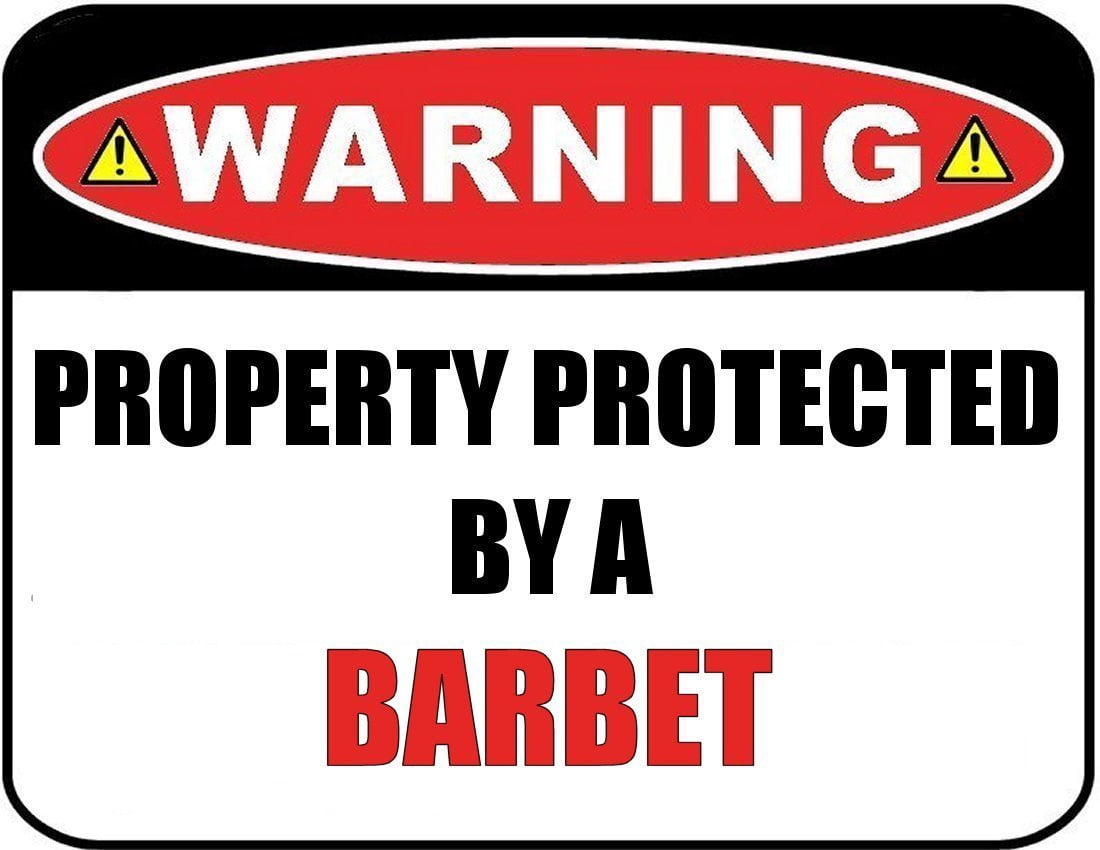 Warning Property Protected by a Barbet 9 inch x 11.5 inch Laminated Dog Sign