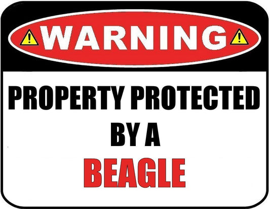 Warning Property Protected by a Beagle 9 inch x 11.5 inch Laminated Dog Sign