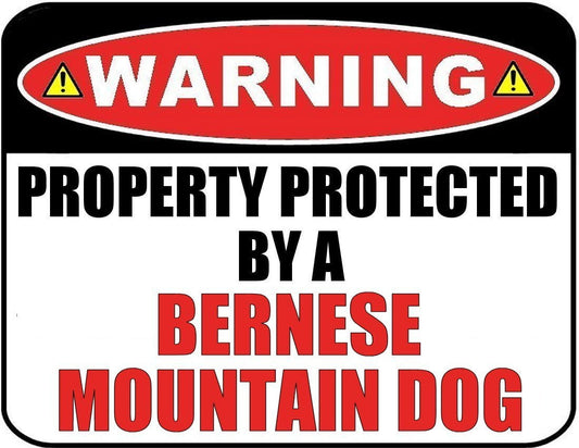Warning Property Protected by a Bernese Mountain Dog 9 inch x 11.5 inch Laminated Dog Sign