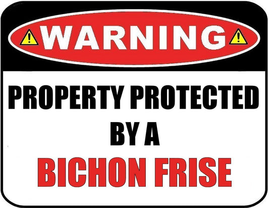 Warning Property Protected by a Bichon Frise 9 inch x 11.5 inch Laminated Dog Sign