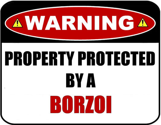 Warning Property Protected by a Borzoi 9 inch x 11.5 inch Laminated Dog Sign