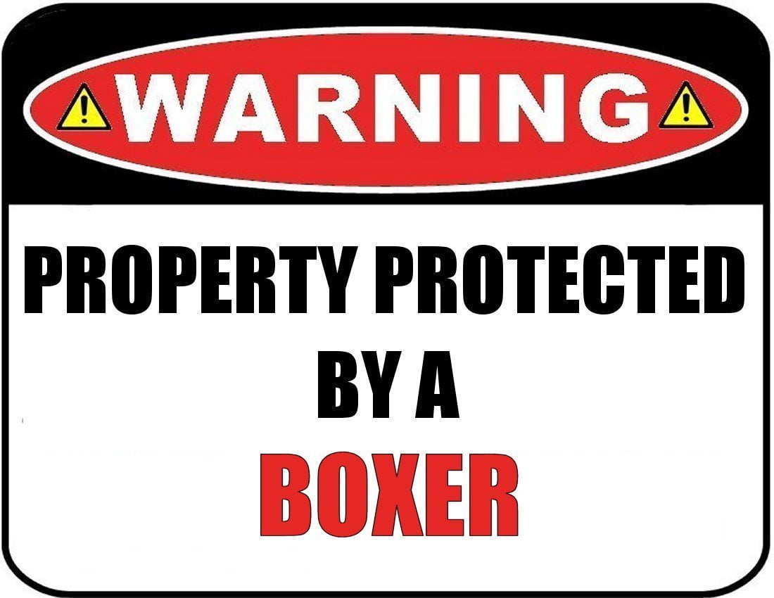 Warning Property Protected by a Boxer 9 inch x 11.5 inch Laminated Dog Sign