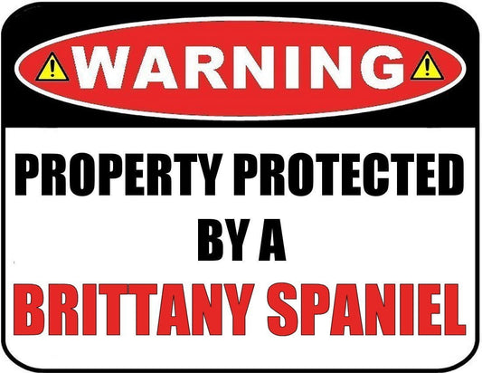 Warning Property Protected by a Brittany Spaniel 9 inch x 11.5 inch Laminated Dog Sign