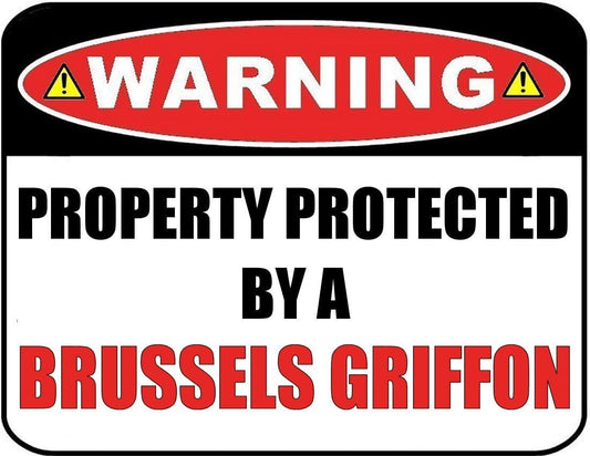 Warning Property Protected by a Brussels Griffon 9 inch x 11.5 inch Laminated Dog Sign