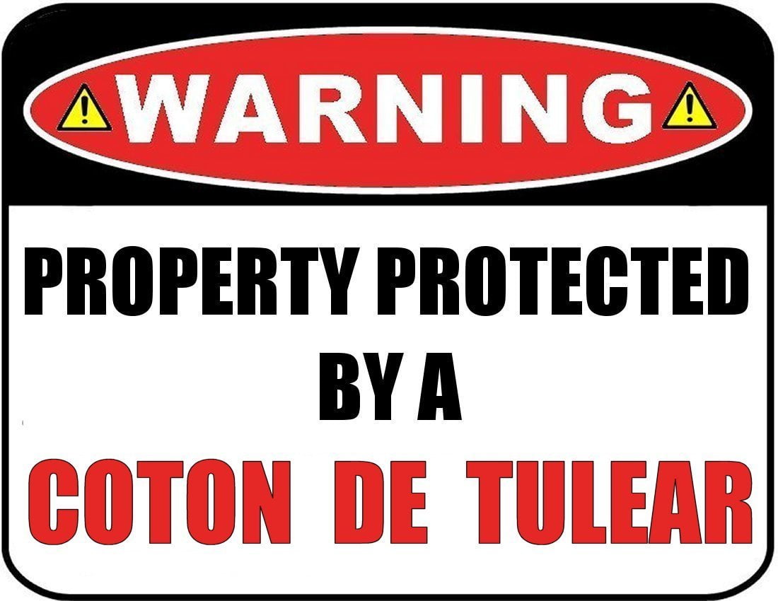 Warning Property Protected by a Coton De Tulear 9 inch x 11.5 inch Laminated Dog Sign