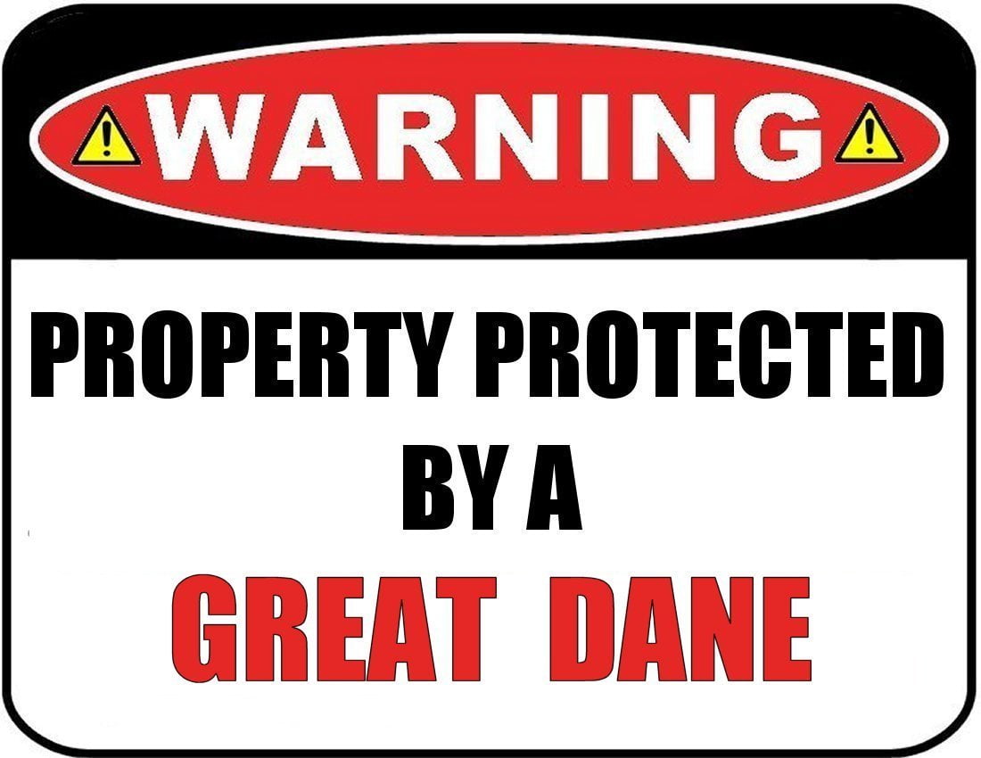 Warning Property Protected by a Great Dane 9 inch x 11.5 inch Laminated Dog Sign