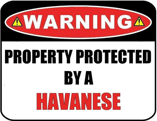Warning Property Protected by a Havanese 9 inch x 11.5 inch Laminated Dog Sign