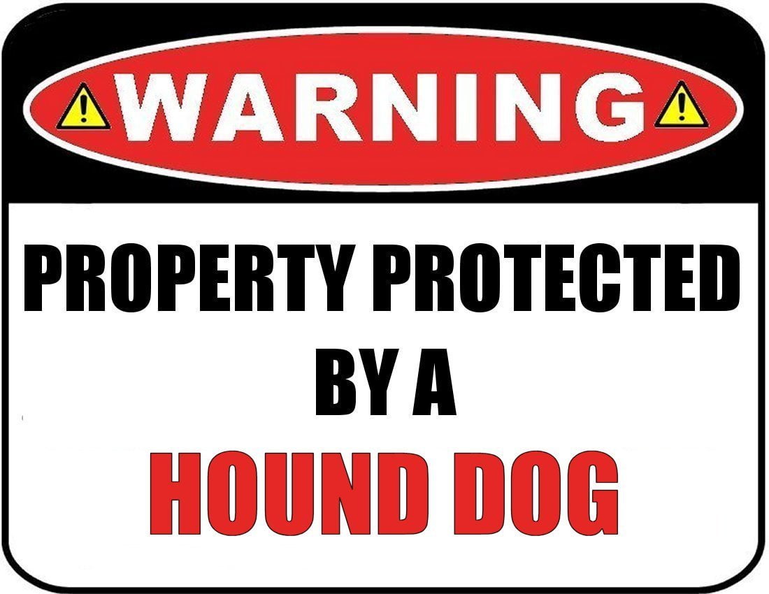 Warning Property Protected by a Hound Dog 9 inch x 11.5 inch Laminated Dog Sign