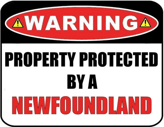 Warning Property Protected by a Newfoundland 9 inch x 11.5 inch Laminated Dog Sign
