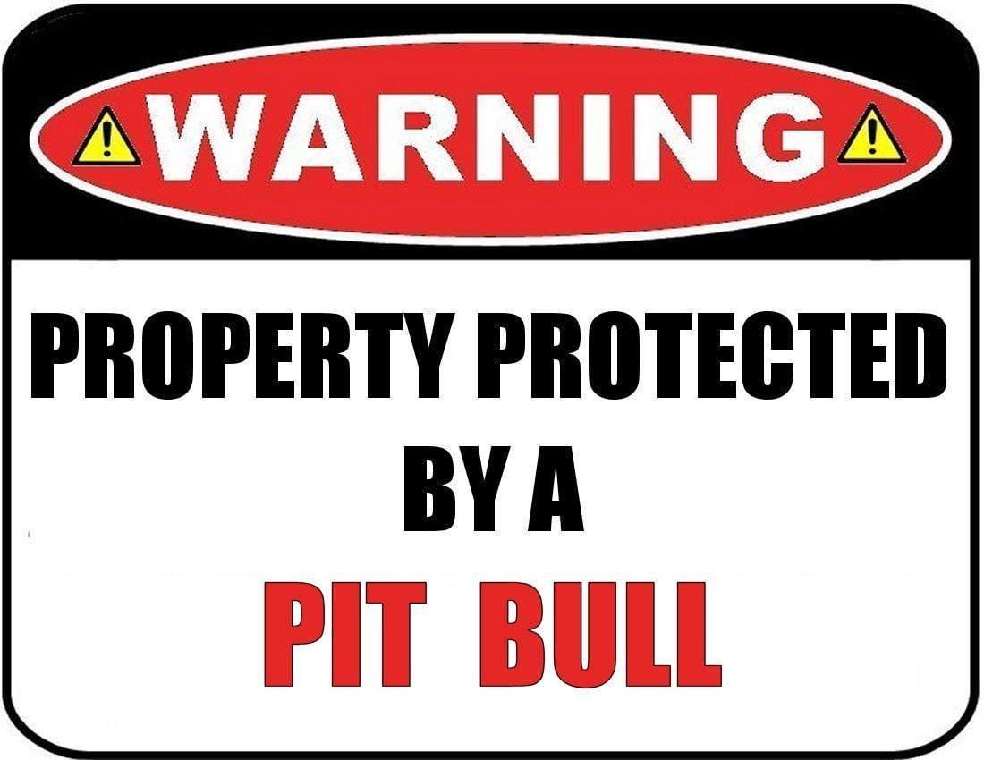 Warning Property Protected by a Pit Bull 9 inch x 11.5 inch Laminated Dog Sign