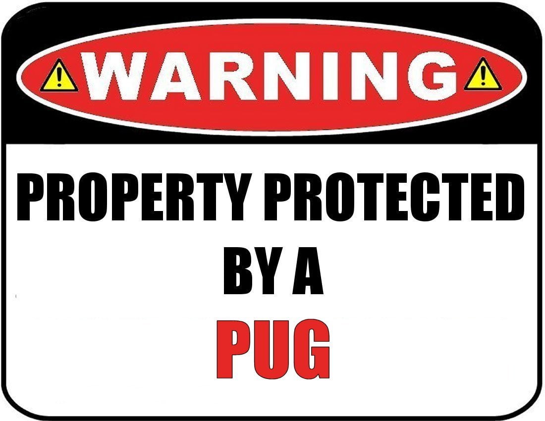 Warning Property Protected by a Pug 9 x 11.5 inch Laminated Sign, 1 Count